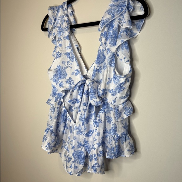 Trixxi Blue Floral Ruffle Blouse - Picture 4 of 8